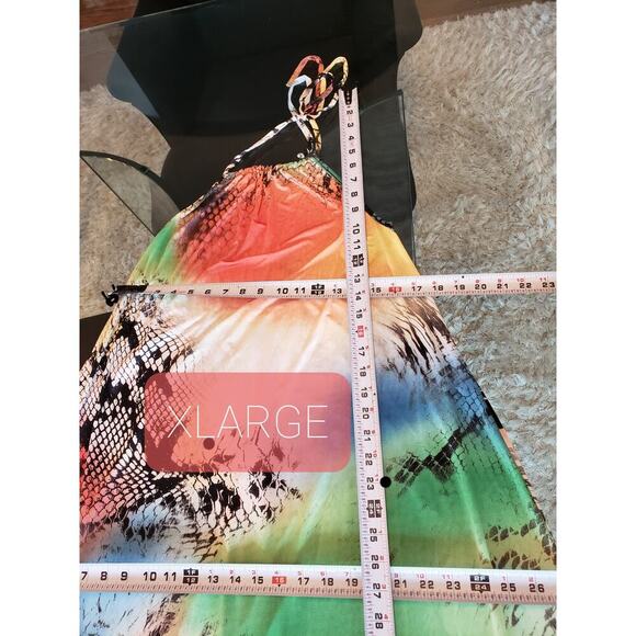 Good Time Long Maxi Dress Women's L Multicolor Halter Neck Sleeveless Pullover - Picture 7 of 11